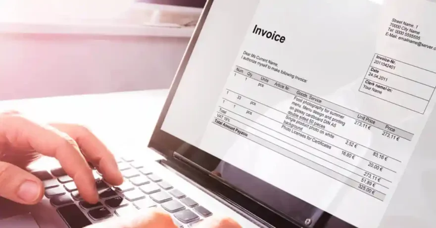 Laptop Displaying an Invoice