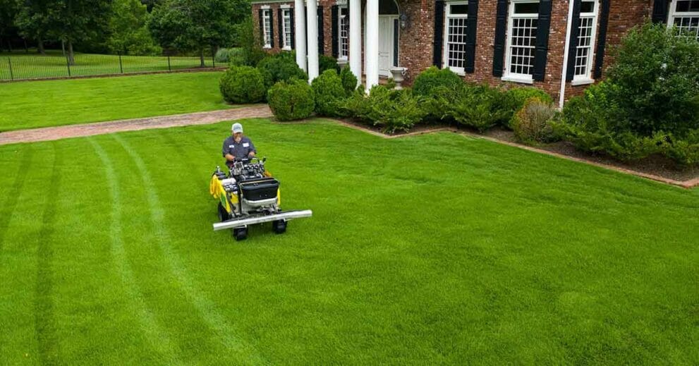 Worker on Lawn Mower