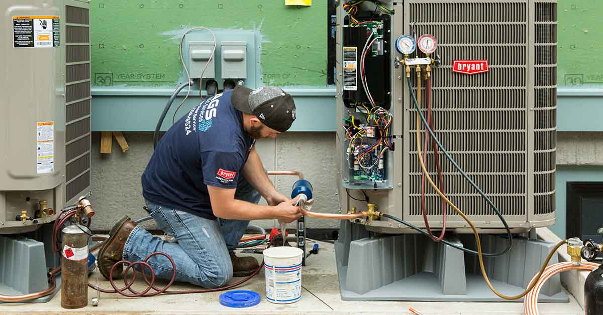 HVAC Tech Installing Central Air