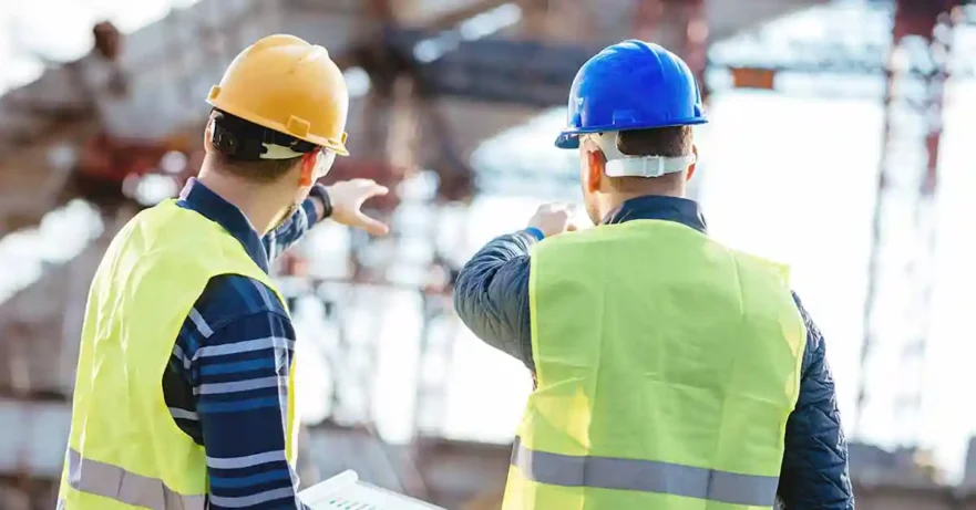 Two Contractors Onsite Wearing Hardhats