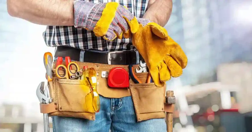 Work Gloves on a Handyman