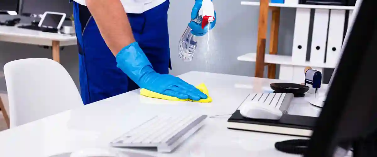 Laptop with cleaning company software