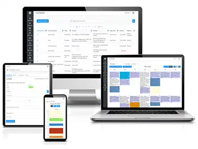 Service Scheduling Software shown on Mobile Devices