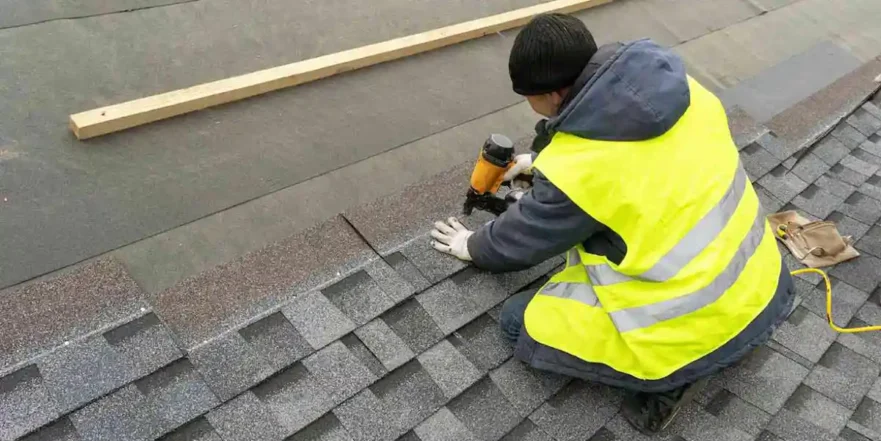 Shingles Being Installed by a by Roofer