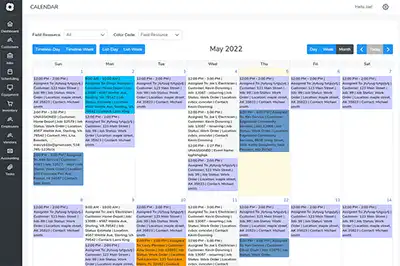 Job scheduling tools with calendar month view