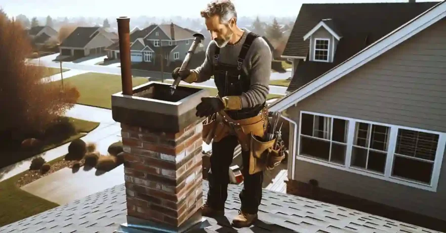 Residential Chimney Sweeper on Roof